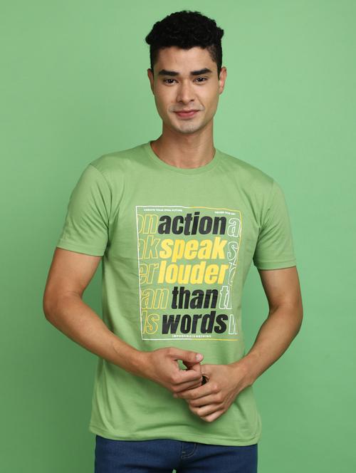 men round neck front print t-shirt - 20728034 - Very Small Image - 1