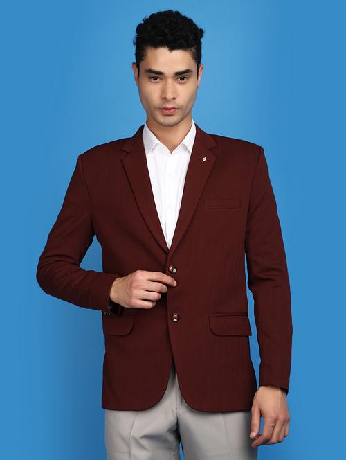 men notched lapel neck solids casual blazer - 20728204 - Very Small Image - 1