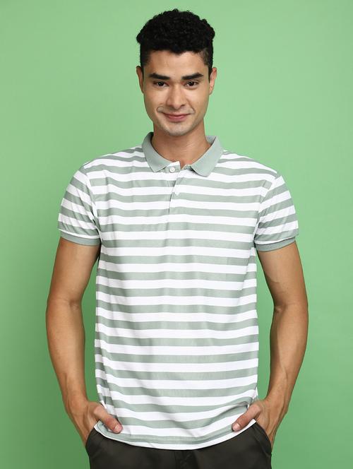 men striped short sleeve polo t-shirt - 20729080 - Very Small Image - 1