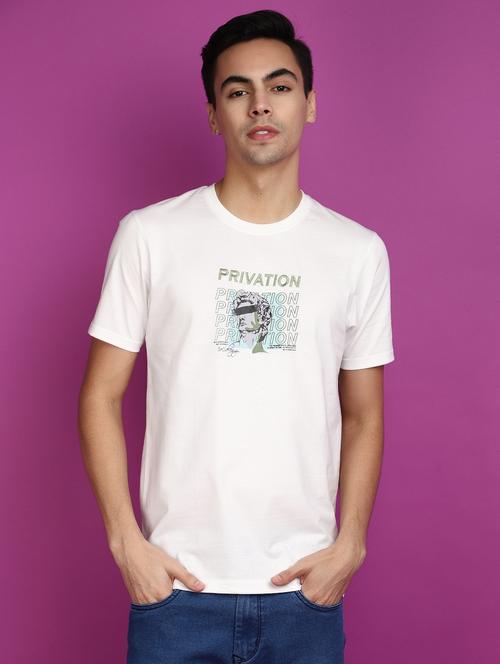 Men Round Neck Front Print T-shirt - 20729085 - Very Small Image - 1
