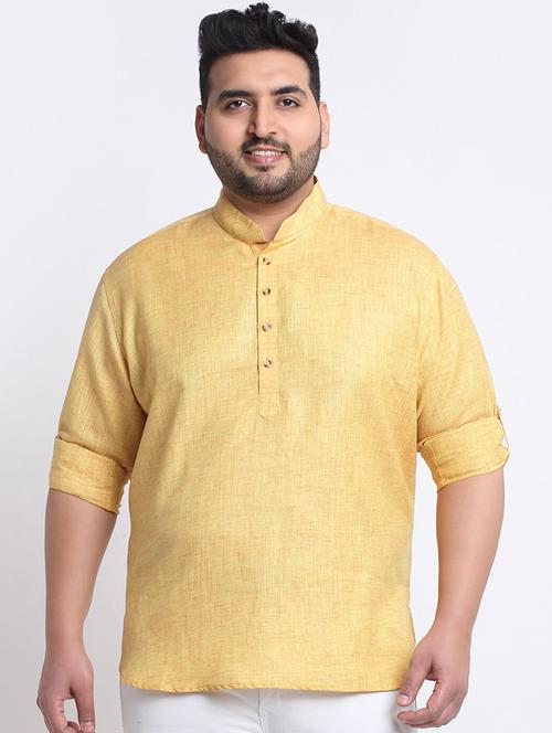 men solid plus size short kurta - 20730121 - Very Small Image - 1