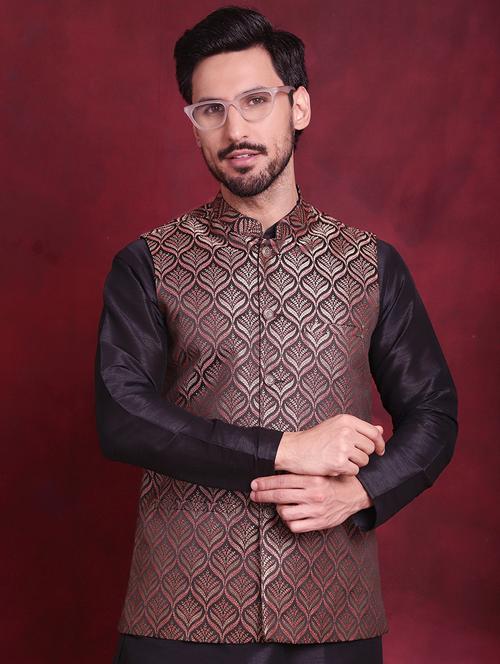 men silk kurta pyjama with jacket ethnic wear set - 20730551 - Very Small Image - 1