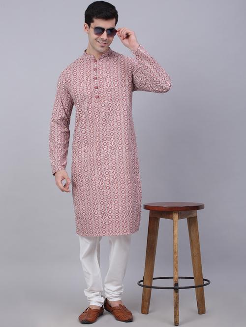 men mandarin neck kurta churidar ethnic wear set - 20733123 - Very Small Image - 1