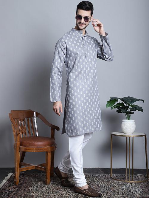 men mandarin neck kurta churidar ethnic wear set - 20733129 - Very Small Image - 1