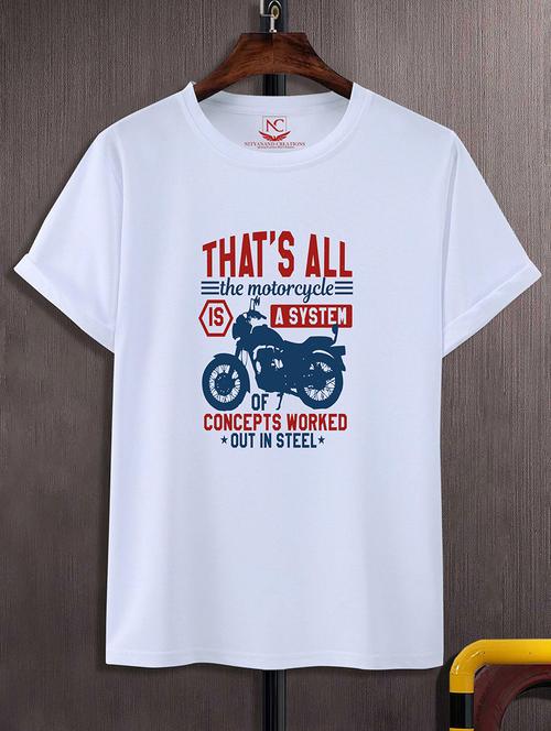 white round neck chest printed t-shirt - 20734475 - Very Small Image - 1