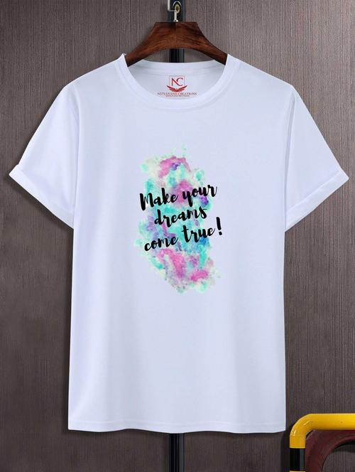 white round neck chest printed t-shirt - 20738592 - Very Small Image - 1