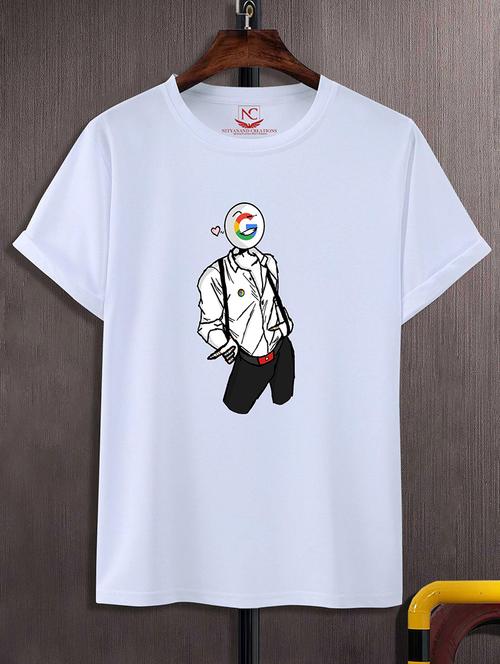 white round neck chest printed t-shirt - 20738716 - Very Small Image - 1