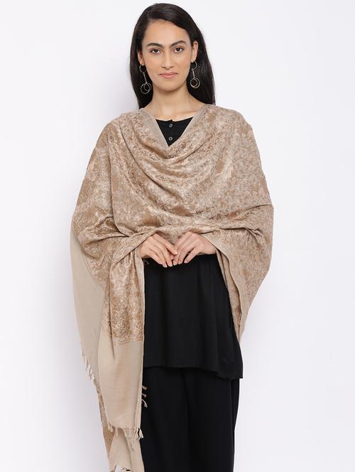 beige embroidered wool shawl - 20739748 - Very Small Image - 1
