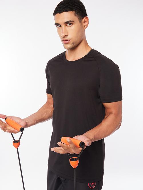 solid black round neck active wear t-shirt - 20748306 - Very Small Image - 1