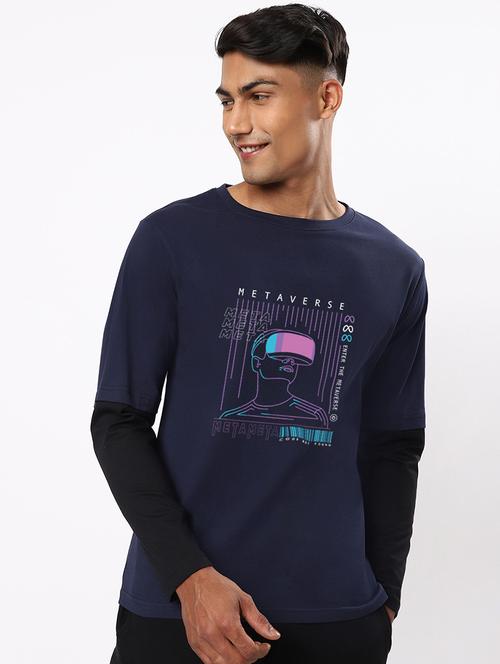 round neck chest printed t-shirt - 20749497 - Very Small Image - 1