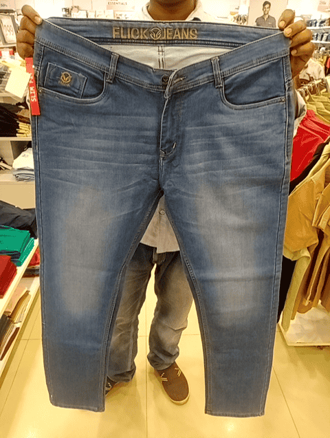 light blue cotton knitted denim jeans - 20754206 - Very Small Image - 1