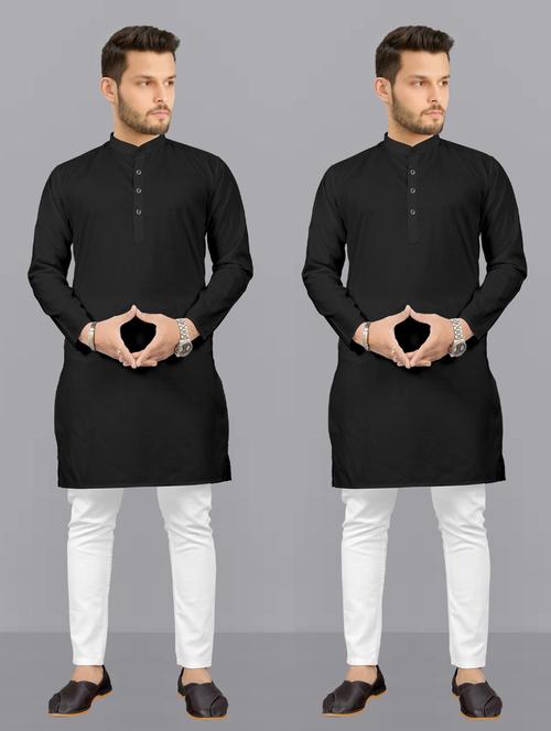 men pack of 2 solid kurta pyjama set - 20754879 - Very Small Image - 1