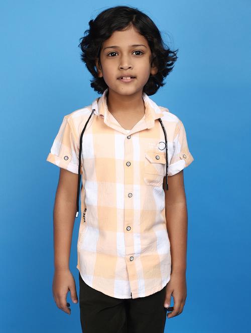 check print shirt with hood neck - 20755382 - Very Small Image - 1