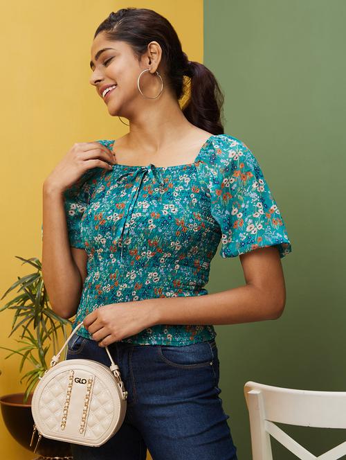 women floral print smocked detailed top - 20755974 - Very Small Image - 1
