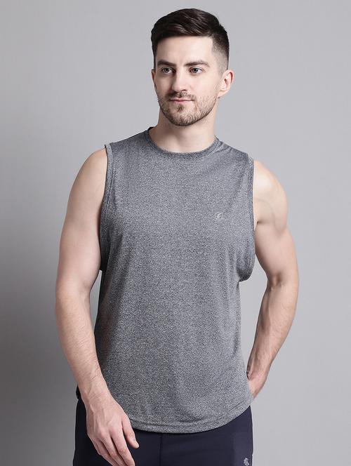 grey sleeveless plain t-shirt - 20757335 - Very Small Image - 1