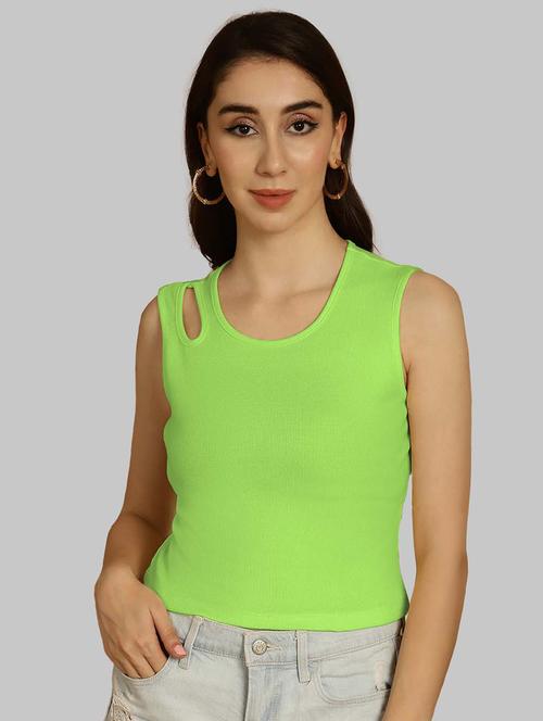 women solid sleeveless crop top - 20757500 - Very Small Image - 1