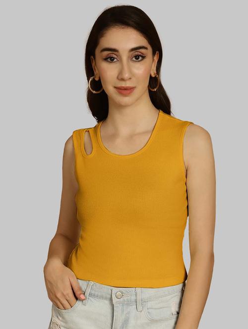 women solid sleeveless crop top - 20757506 - Very Small Image - 1