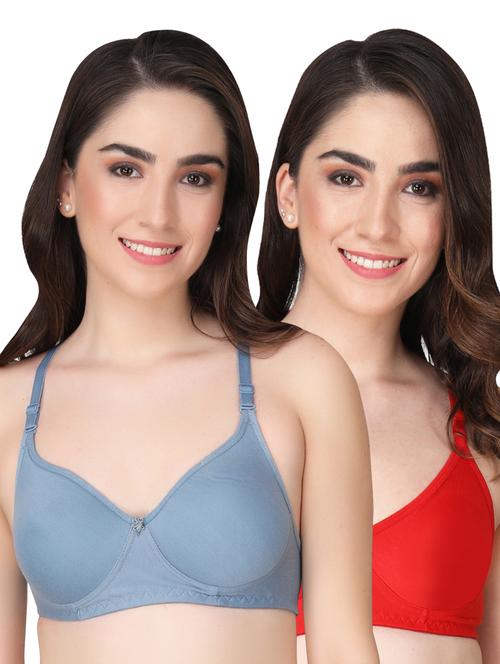 pack of 2 solid multi colored t-shirt bra - 20764027 - Very Small Image - 1