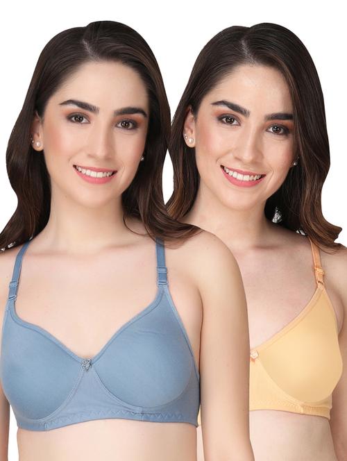 pack of 2 solid multi colored t-shirt bra - 20764051 - Very Small Image - 1