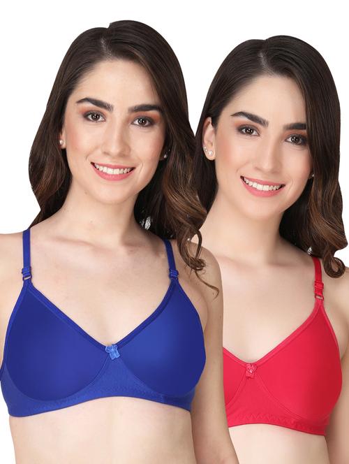 pack of 2 solid multi colored t-shirt bra - 20764055 - Very Small Image - 1