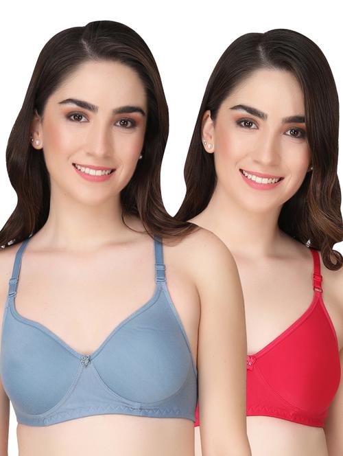 pack of 2 solid multi colored t-shirt bra - 20764057 - Very Small Image - 1