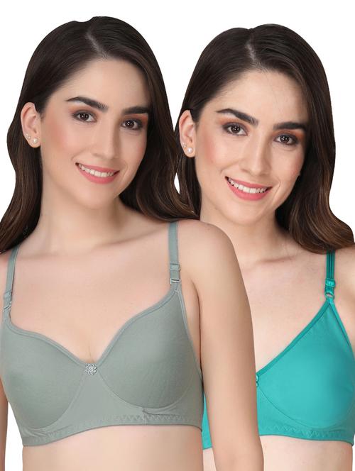 pack of 2 solid multi colored t-shirt bra - 20764063 - Very Small Image - 1
