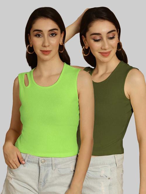 pack of 2 multi colored sleeveless crop top - 20764382 - Very Small Image - 1