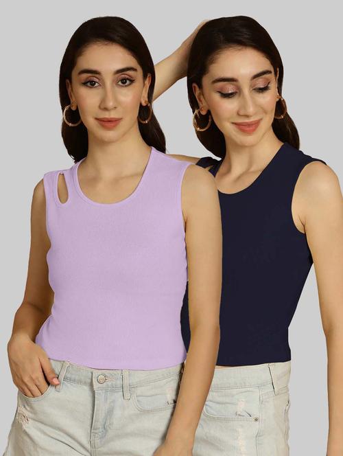 pack of 2 multi colored sleeveless crop top - 20764391 - Very Small Image - 1