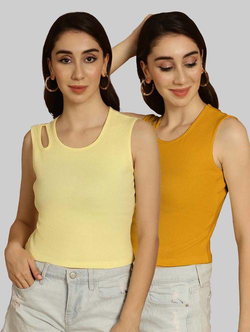 pack of 2 multi colored sleeveless crop top - 20764426 - Very Small Image - 1