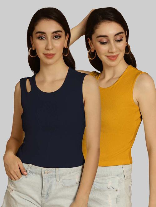 pack of 2 solid multi colored sleeveless top - 20764466 - Very Small Image - 1
