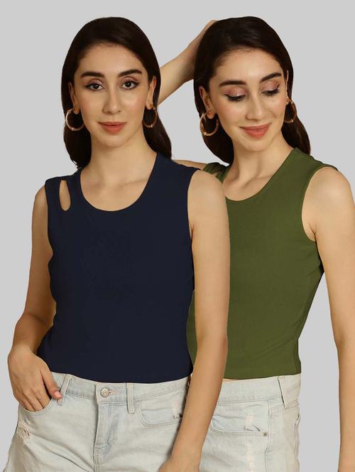 pack of 2 solid multi colored sleeveless top - 20764469 - Very Small Image - 1