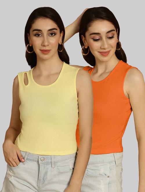 pack of 2 solid multi colored sleeveless top - 20764551 - Very Small Image - 1