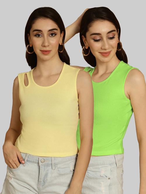pack of 2 solid multi colored sleeveless top - 20764552 - Very Small Image - 1