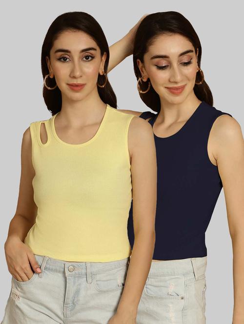 pack of 2 solid multi colored sleeveless top - 20764555 - Very Small Image - 1