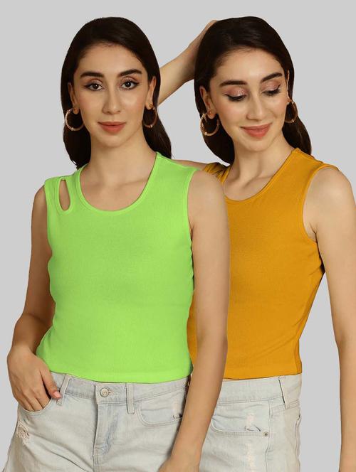 pack of 2 solid multi colored sleeveless top - 20764577 - Very Small Image - 1