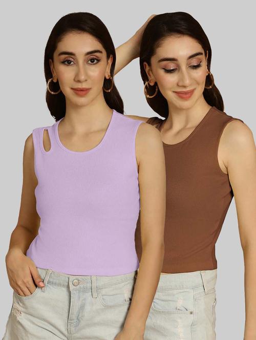 pack of 2 solid multi colored sleeveless top - 20764590 - Very Small Image - 1