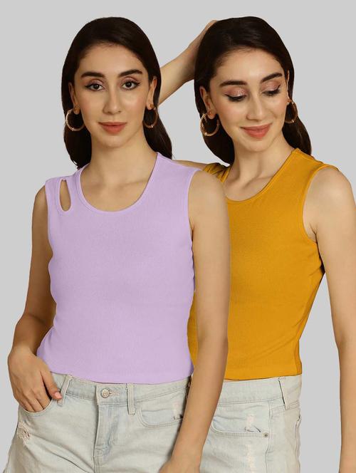 pack of 2 solid multi colored sleeveless top - 20764592 - Very Small Image - 1
