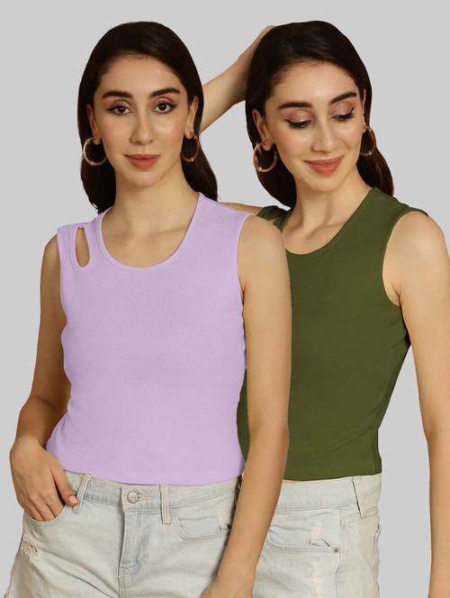 pack of 2 solid multi colored sleeveless top - 20764595 - Very Small Image - 1