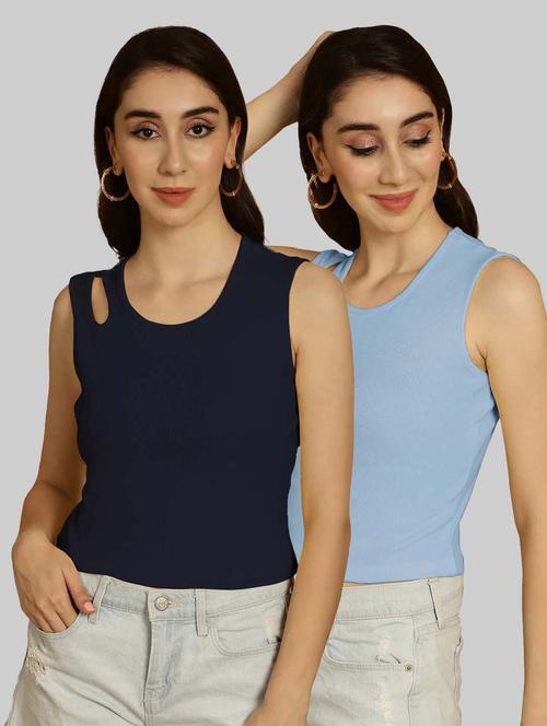 pack of 2 solid multi colored sleeveless top - 20764597 - Very Small Image - 1