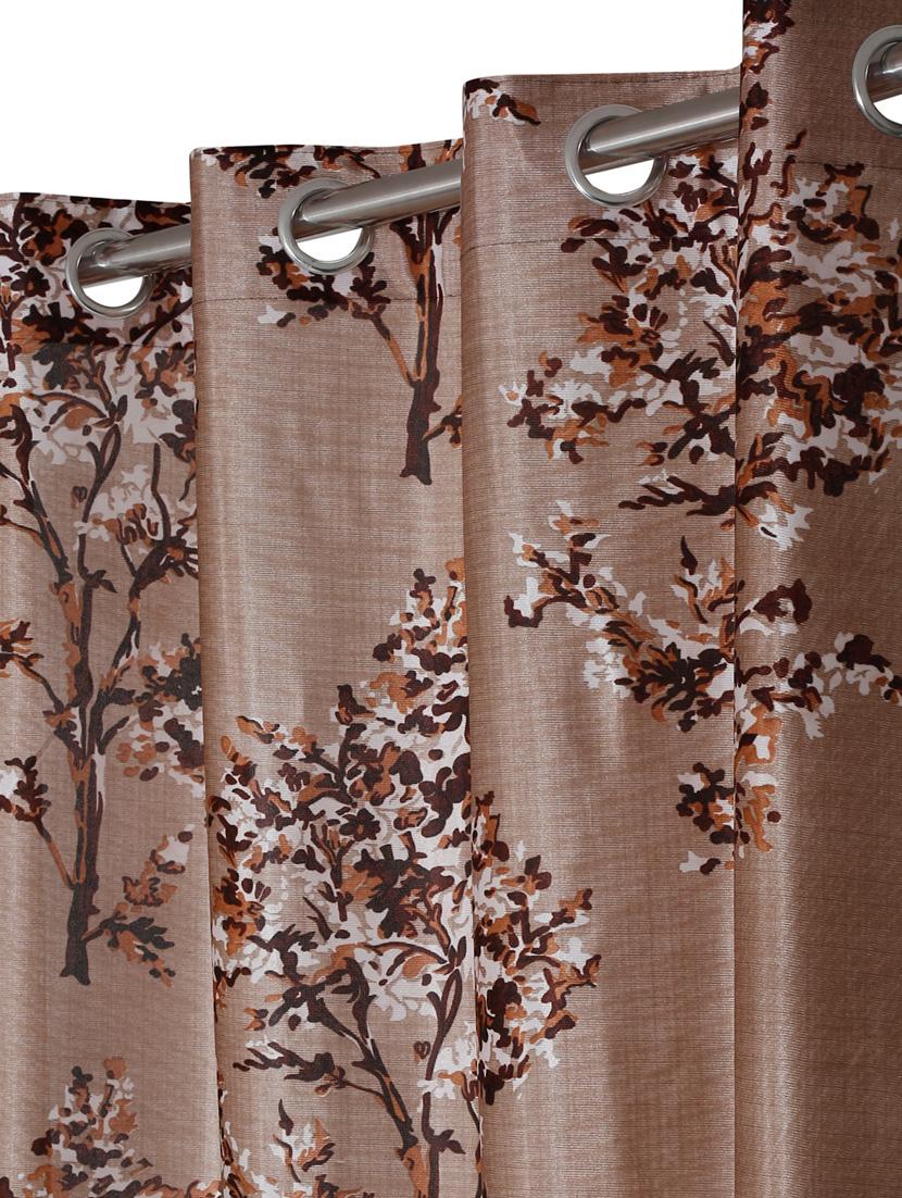 fashion string 3 pieces floral blossoms eyelet polyester window curtains - 5 feet, brown - 20766908 - Standard Image - 2