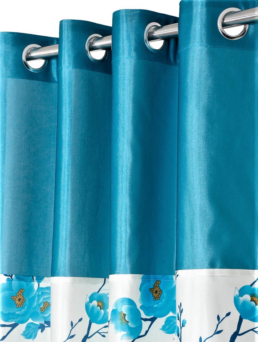 fashion string 2 pieces solid patch 3d tulip eyelet polyester door curtains - 7 feet, red - 20766966 - Zoom Image - 3