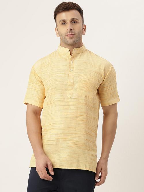 beige self design short kurta - 20766979 - Very Small Image - 1