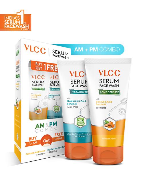 vlcc salicylic acid & turmeric serum facewash for am & aloe vera serum facewash for pm ( 150ml each ) - 20767189 - Very Small Image - 1