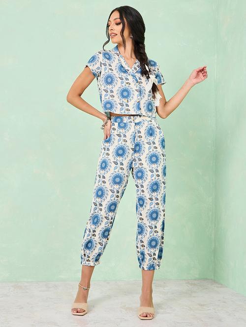 women white printed shirt & trouser co-ord set - 20767197 - Very Small Image - 1