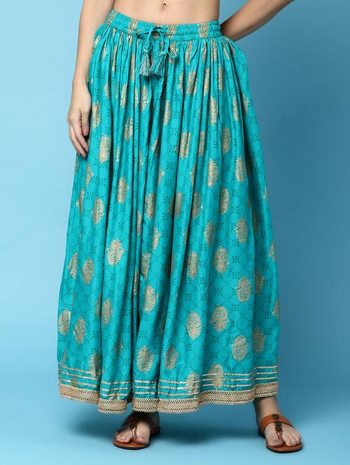 women foil print mid rise flared skirt - 20768207 - Very Small Image - 1