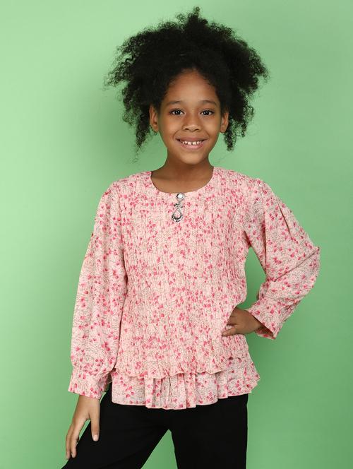girls floral printed layered top - 20777464 - Very Small Image - 1