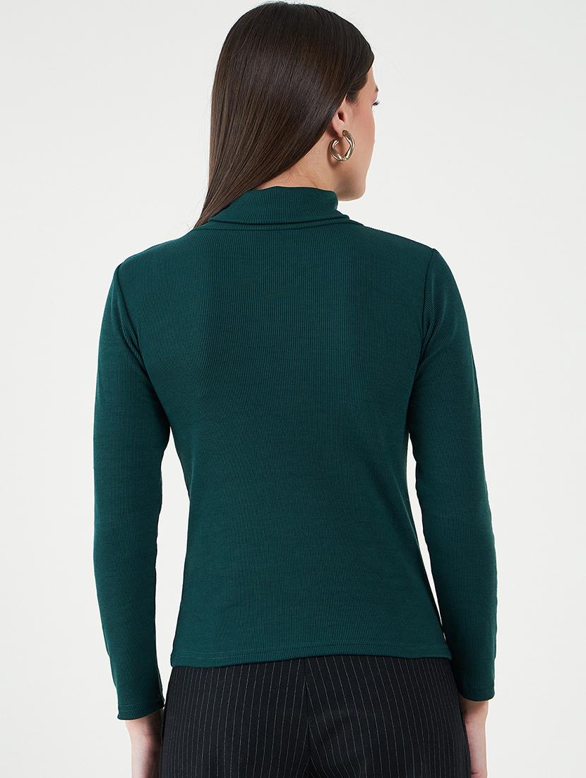 women solid turtle neck long sleeves top - 20777817 - Standard Image - 2