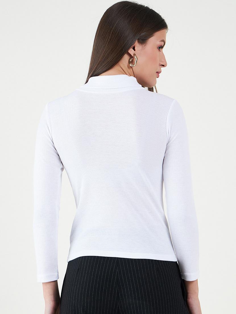 women solid turtle neck long sleeves top - 20777819 - Standard Image - 2