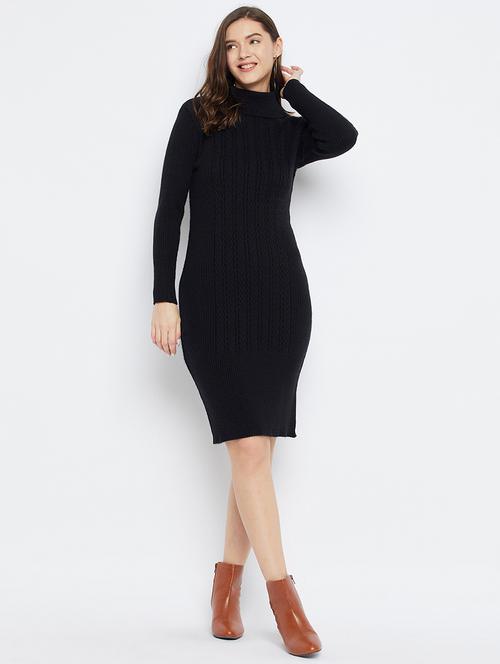 black wool bodycon dress - 20796492 - Very Small Image - 1