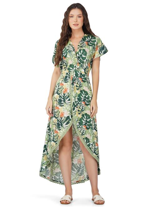 women tropical print wrap dress - 20796599 - Very Small Image - 1